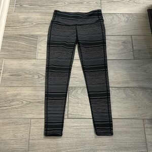 Athleta Black & Grey Striped Leggings